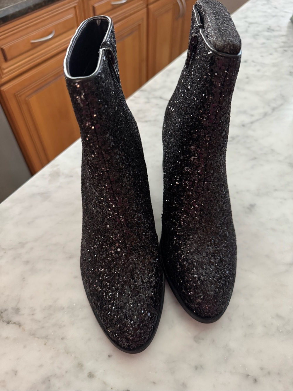 Black Glitter Ankle Boots - Women's Fashion Booties by Corkys New Without Box